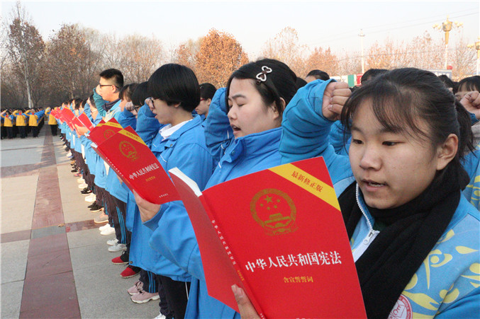 阜城中学学宪法讲宪法主题升旗仪式